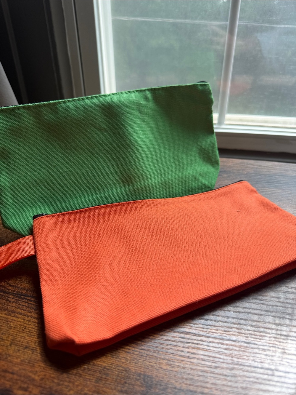 Kids Canvas Pouch Set - Orange and Green